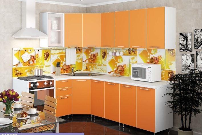 Кухня Радуга оранж угловая 2450*1250 мм(Риикм)